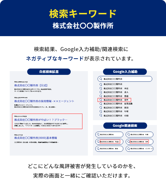 検索キーワード 株式会社〇〇製作所